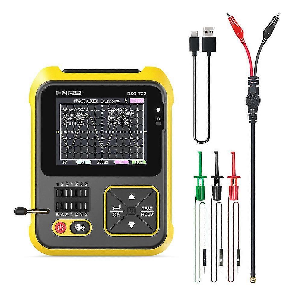 200khz Bande passante Portable Handheld Oscilloscope Transistor Testeur Oscilloscope Numérique 2 En 1 Outil de test Pwm Ondes carrées Sortie 2,4 pouces Couleur Disp