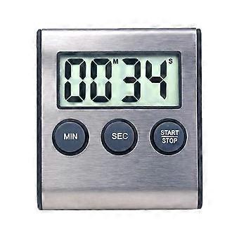 Mini timer digitale, formato 24 ore, conto alla rovescia e cronometro, per cucina, sport, studio, riunione, parcheggio, trattamento medico Acciaio inossidabile nero