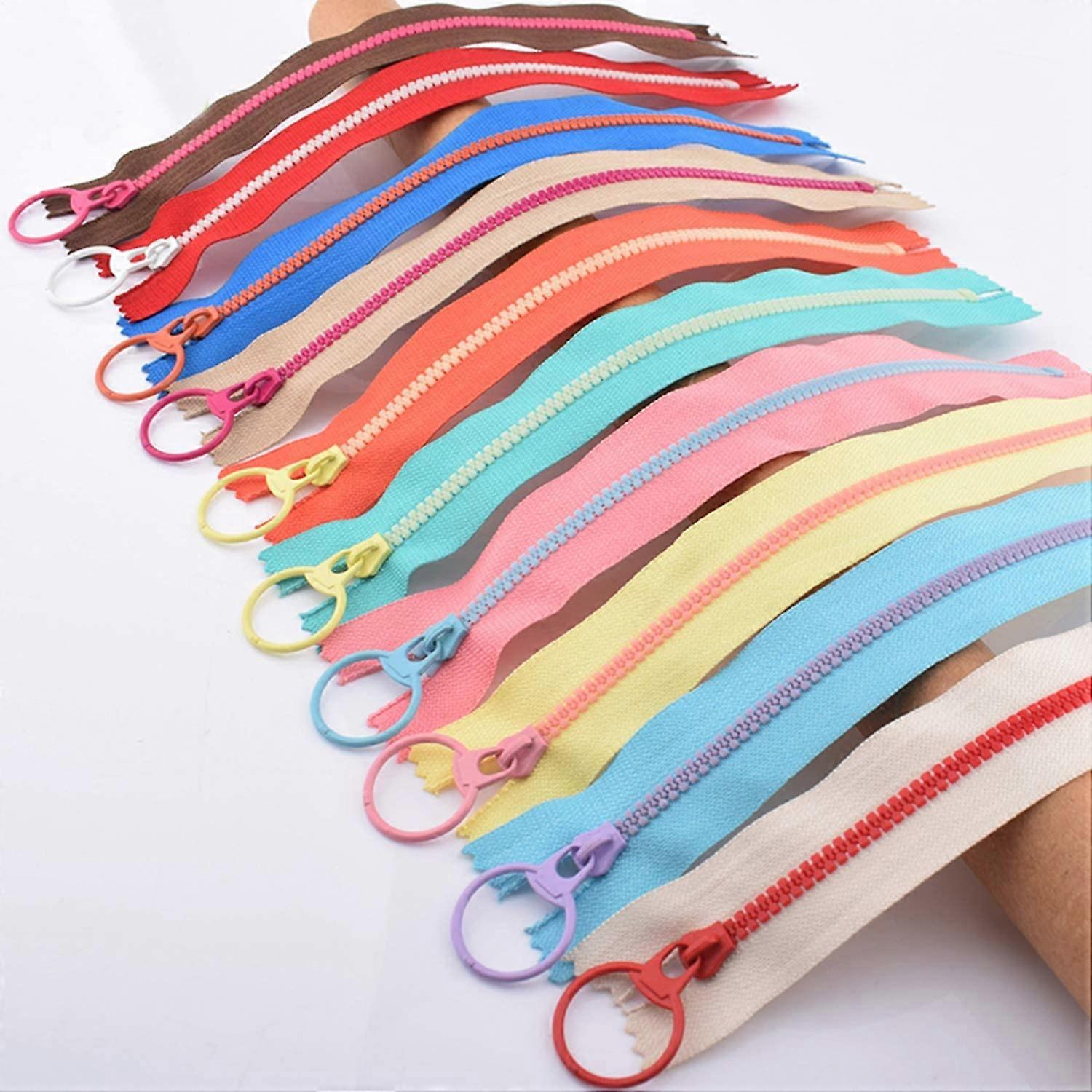 Zippers, 20 pcs Colorful Zipper with Metal Pull Ring Closed Zipper for Sewing and Crafts (20cm, 10 Colors)
