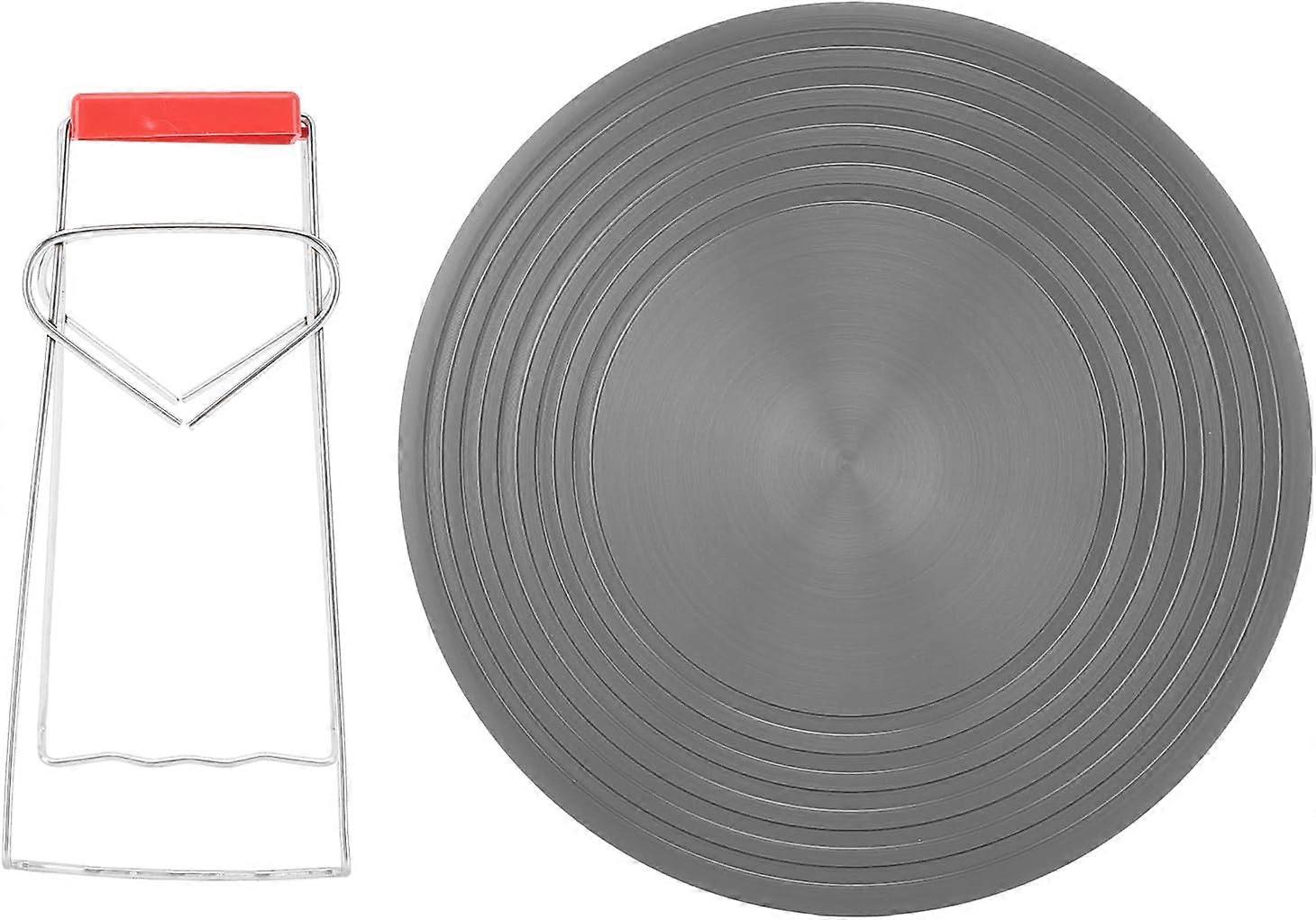 Non Slip Gas Stove Diffuser With Tray Lifter Round Fast Defrosting Tray Fine Grinding Aluminum Alloy Heat Diffuser Plate for Cooking (24cm)