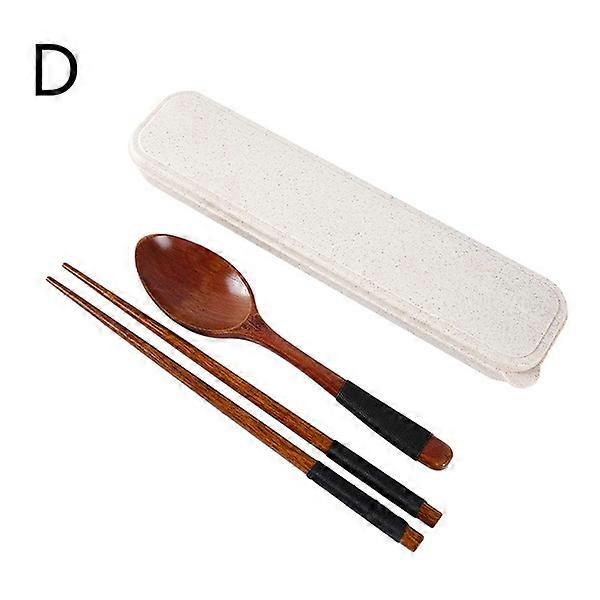 Ensemble de couverts en bois portable Baguettes chinoises Cuillère Ensemble de couverts avec boîte