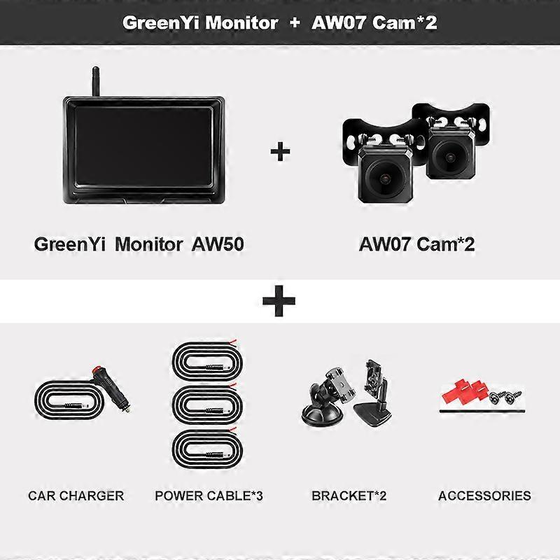 GreenYi 1080P Wireless IPS 5 Inch Car Monitor Rear View Reverse Camera Driving Kit with Stable Digital Signal Auto Parking