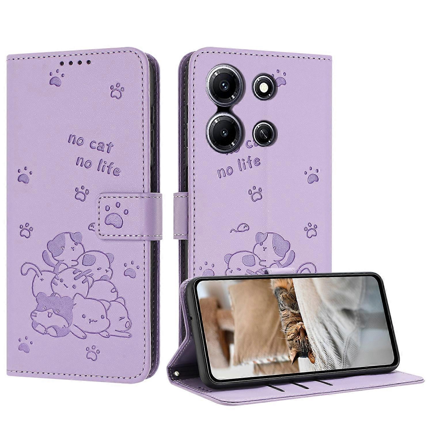 Embossed Kitten PU Case For Infinix Note 30i