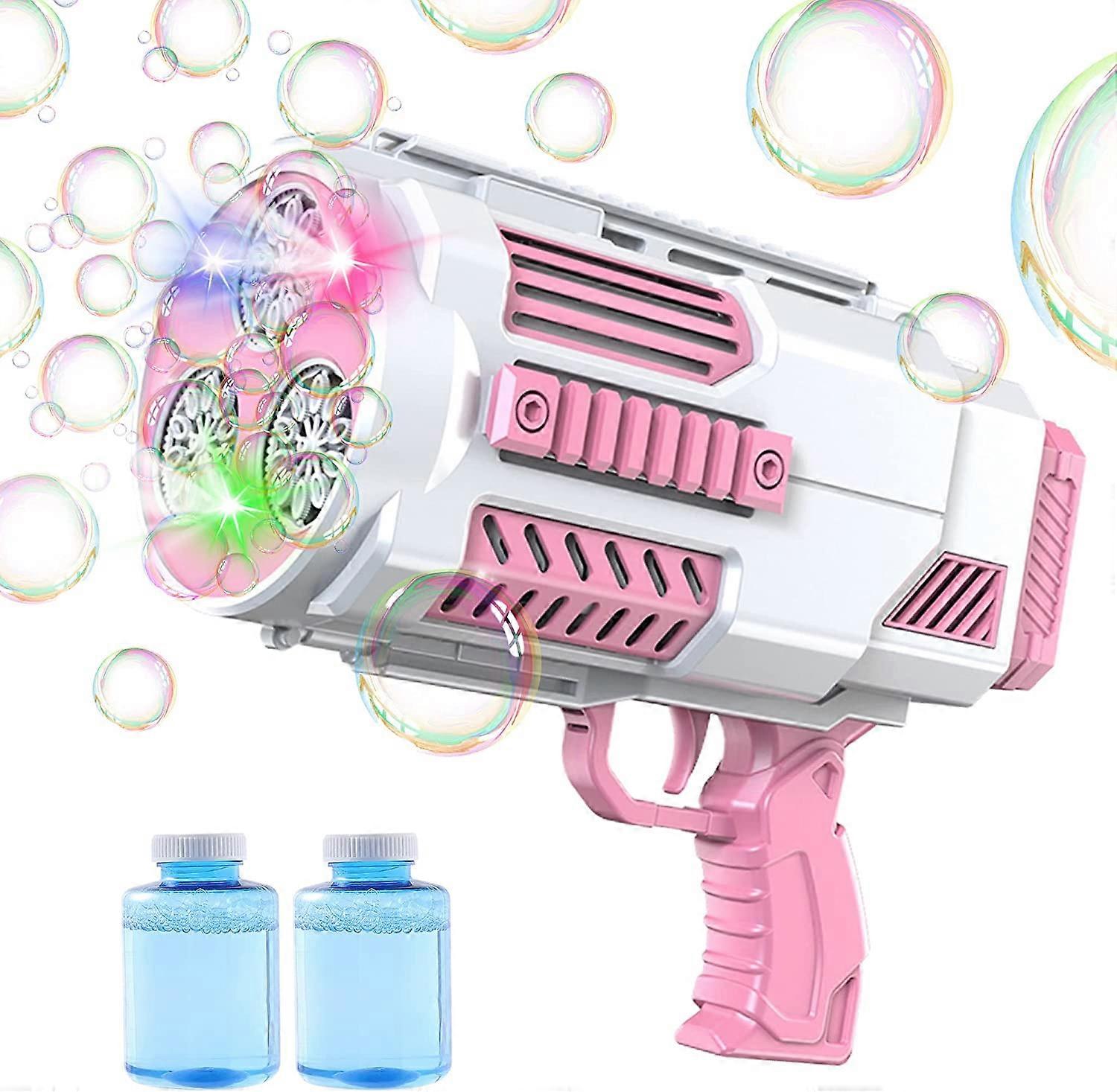 Bubble Machine Gun,Bubble Gun with Lights/Bubble Solution, 69 Holes Bubbles Machine for Adults Kids, Summer Toy Gift for Outdoor Indoor Birthday Weddi