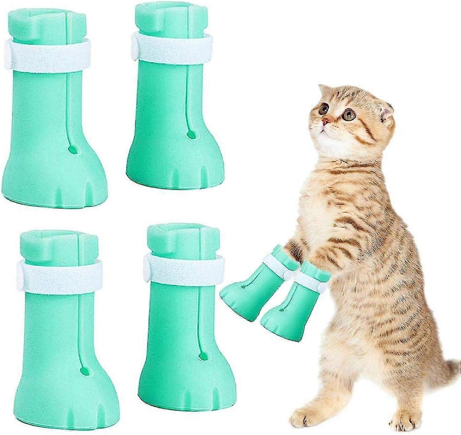 Scratch Resistant Cat Shoes Adjustable Rubber Gloves Claw Protection Bath Shaving 4 Pieces-c