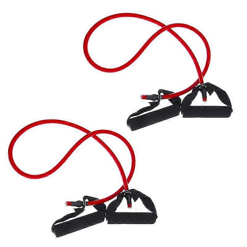 2pcs Red Yoga Pull Rope Exercise Chest Loop Multifunctional Expander Resistance Bands Elastic Pull Up Tools with Handle