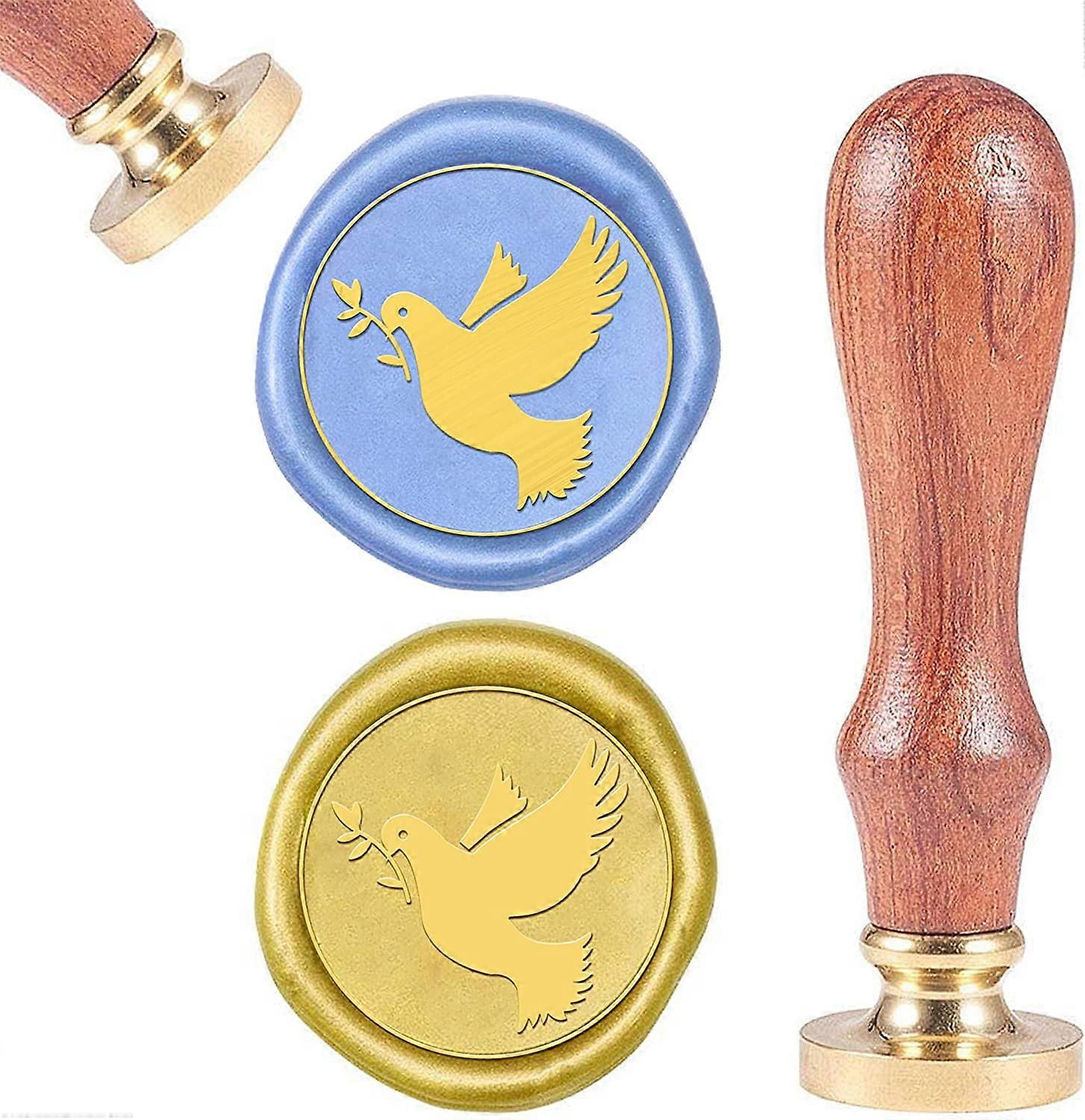 1PC Brass Sealing Wax Seal Stamp Removable Wood Handle Bird Animal Retro 25mm for Envelopes