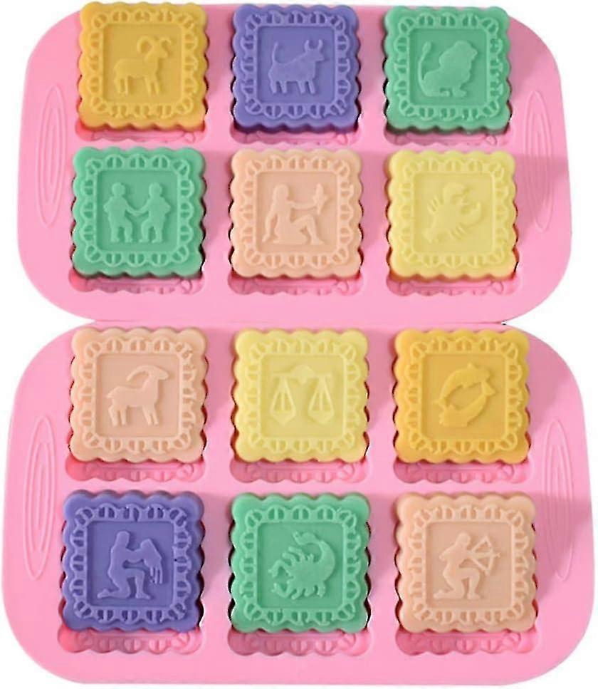 2PCS Silicone Candy Molds for Cake Muffin Mooncake Biscuit Pudding Jelly - Chocolate Soap Mold