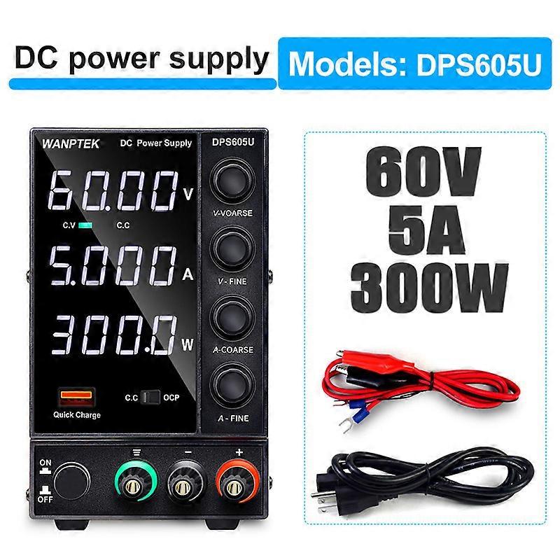 Adjustable DC Power Supply 30V 10A 60V 5A with USB & Type C Regulated Switching Lab Bench Power Supply