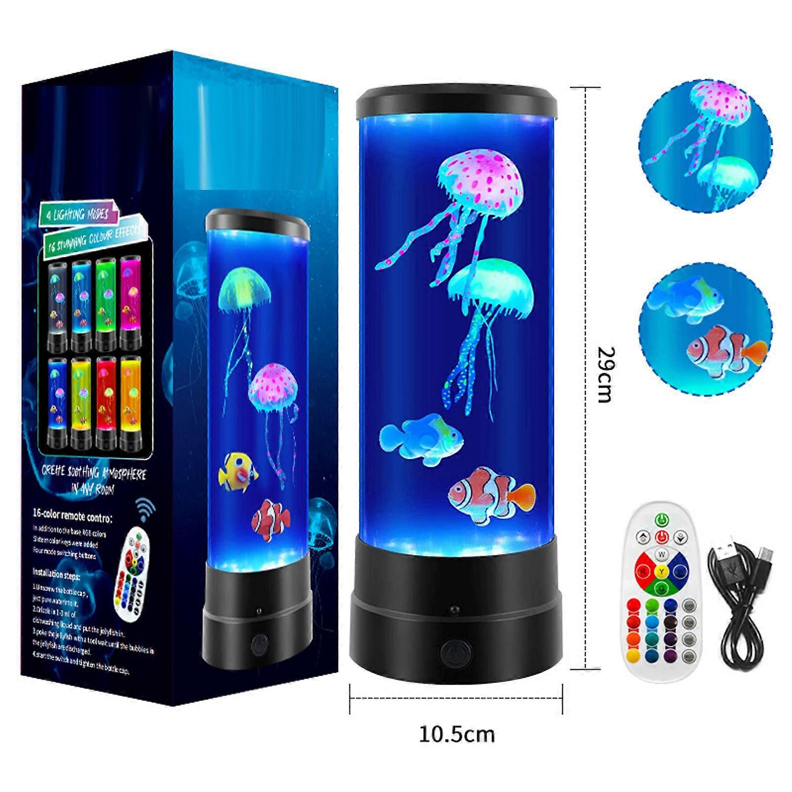 Mini Fish Lamp, Desktop Electric USB Aquarium LED Large Bubble Lava Lamp With 3 Fishes, Colors Changing Night Mood Light