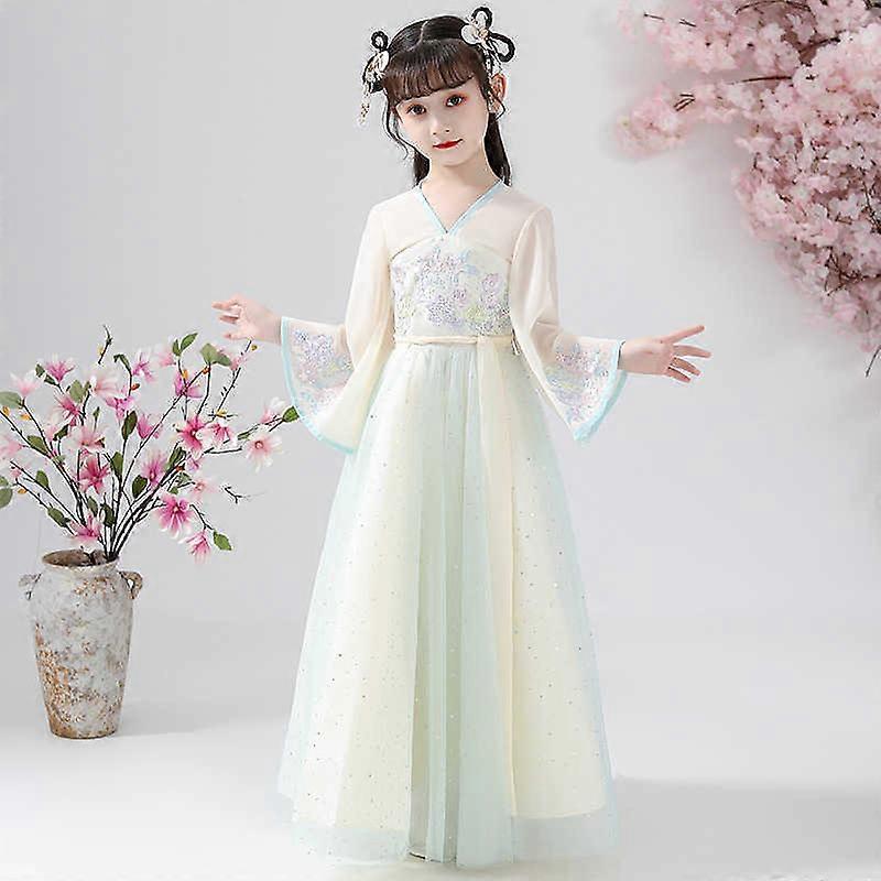 Robe ancienne style filles, robe enfant, jupe poitrine ample, costume Tang petite fille, robe printanière, Hanfu