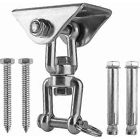 וו תקרה חדשני עם סיבוב 304 נירוסטה 360, מתלה למערכות עץ מבטון, כיסא תלוי, ערסל, עם 4 ברגי קיבוע-QJWL