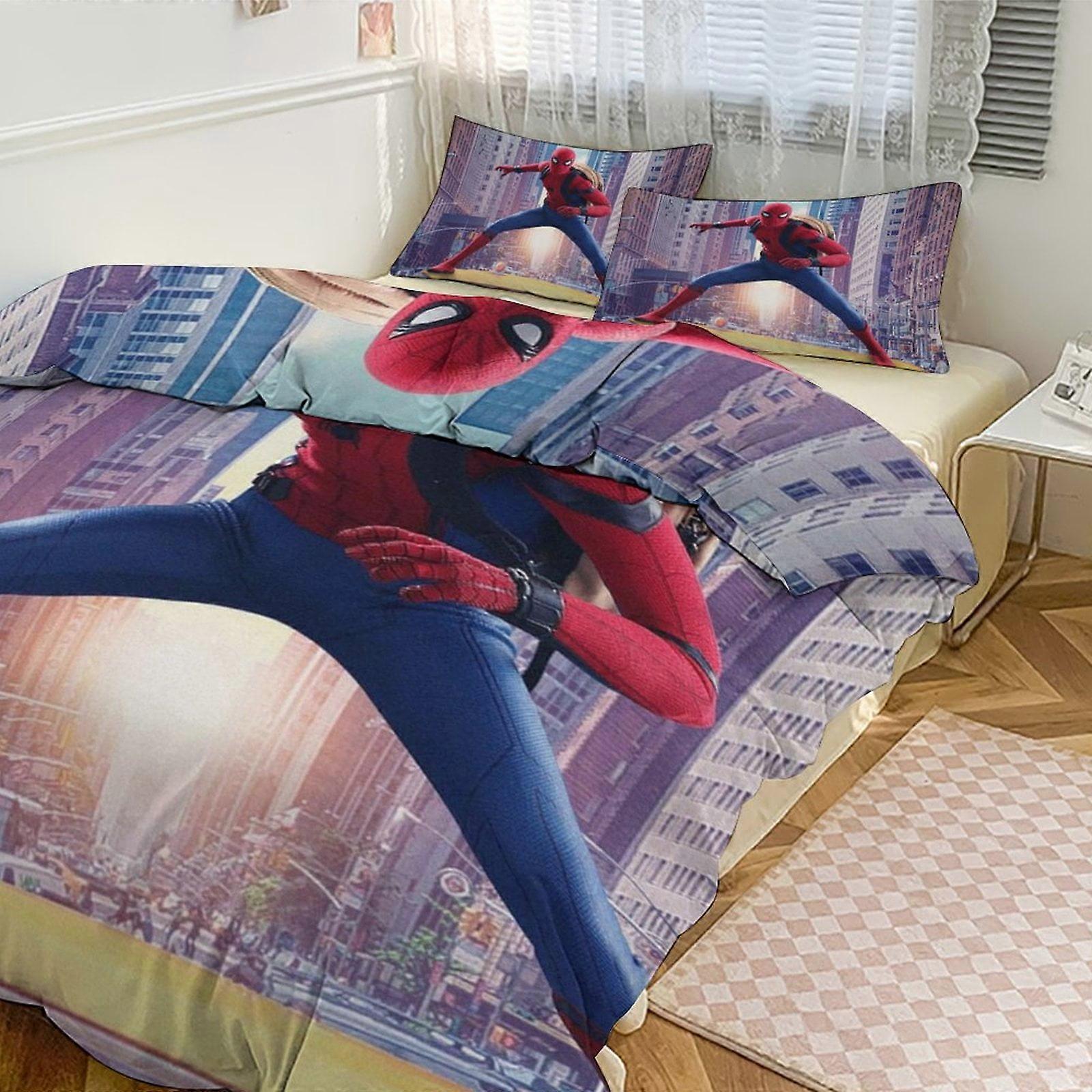 Bedding set JP537 Cartoon Spiderman Kid Boy Room Decor Size Bedding Set for 3 Piece Bedding with 1 Flat Sheet And 2 Pillowcases TH537