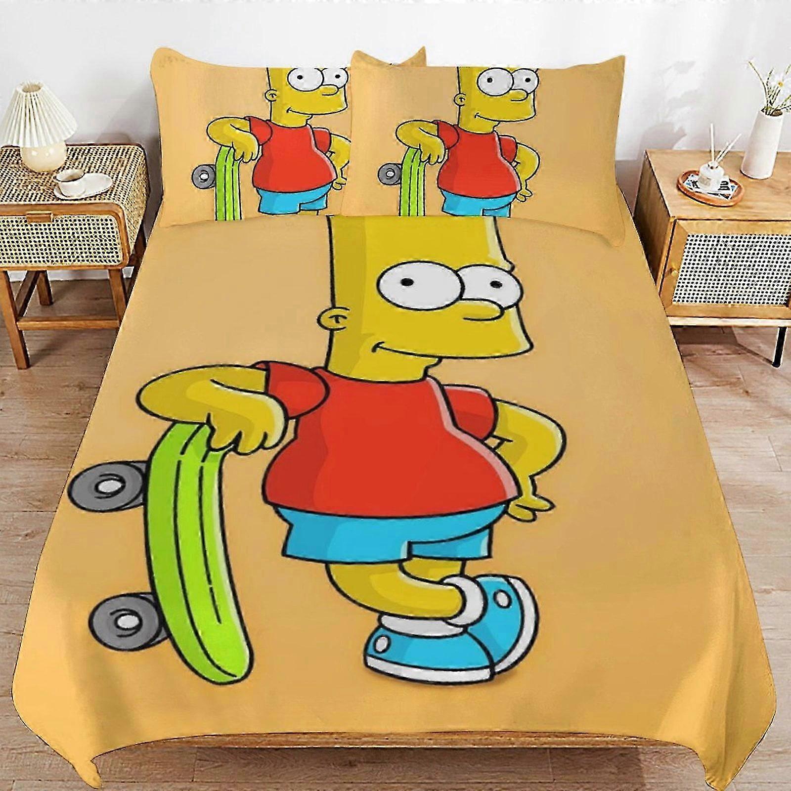 Sengetøj Simpsons Sengedynebetræk Microfiber sengetøj sæt 3D-printet letvægts 3-delt dynesæt, giver dig varme