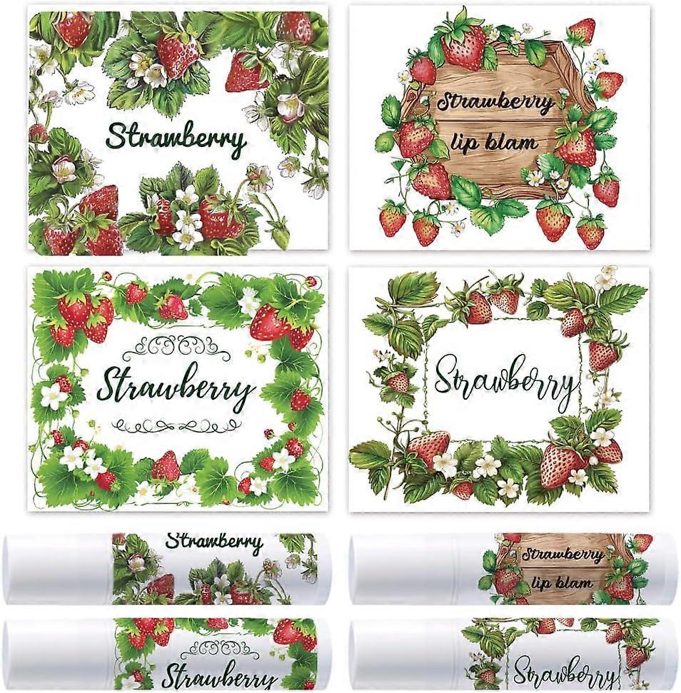 Rectangle Self-Adhesive Plastic Lipstick Tag Stickers Waterproof Adhesive Label for Lipstick Wrapping Decoration Strawberry 44x54mm 4pcs/sheet