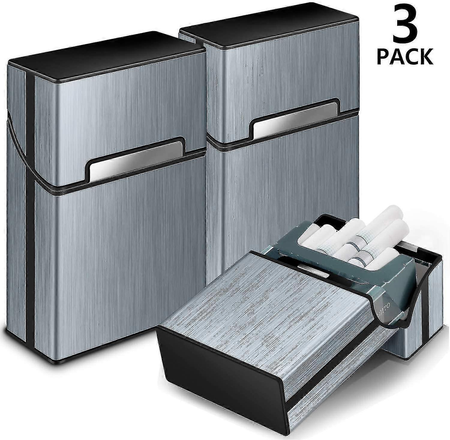 Cigarette Case, 3 Pieces Metal Cigarette Box With Magnetic Closure