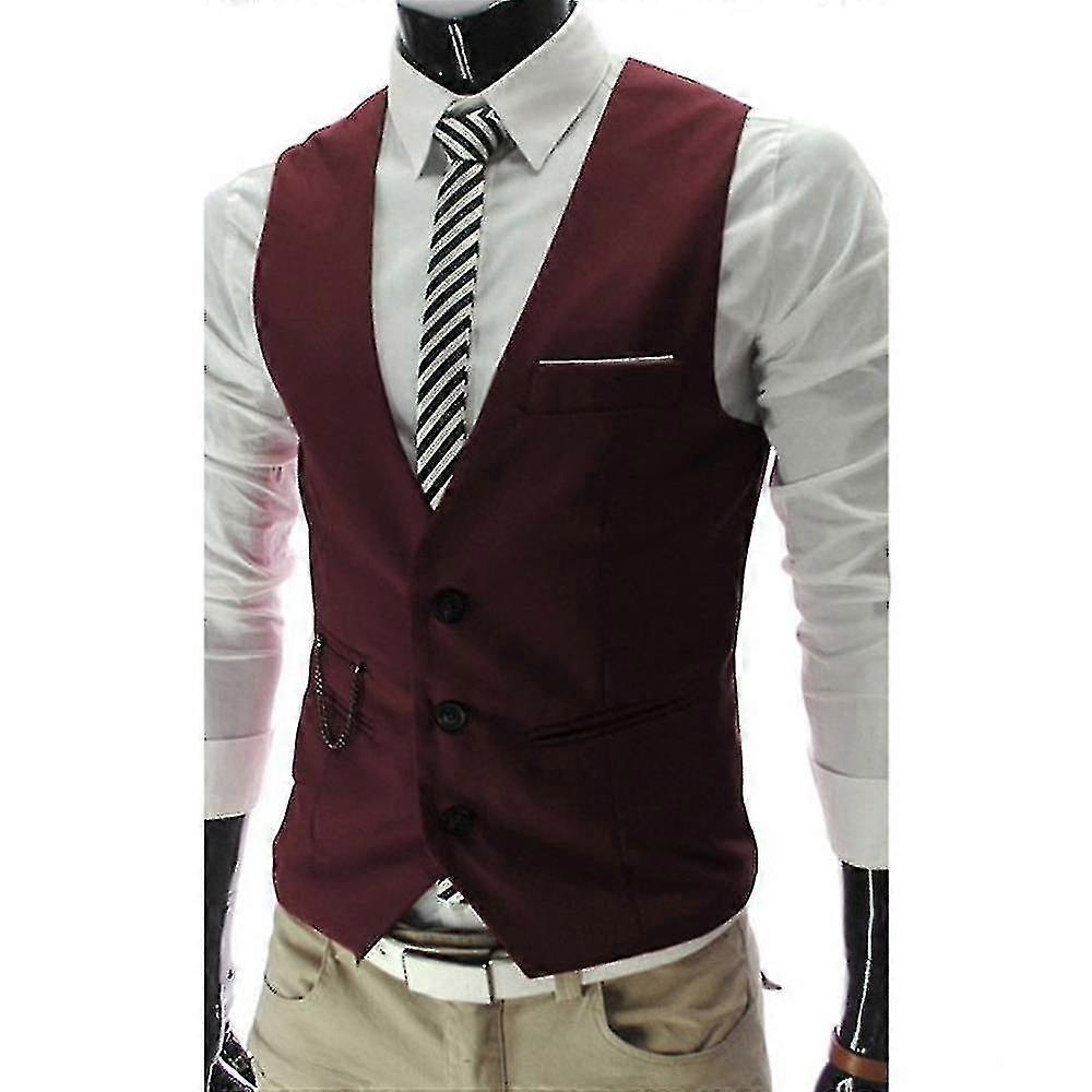 Erkekler Takım Elbise Yelek İnce Fit Tek Göğüslü Gilet