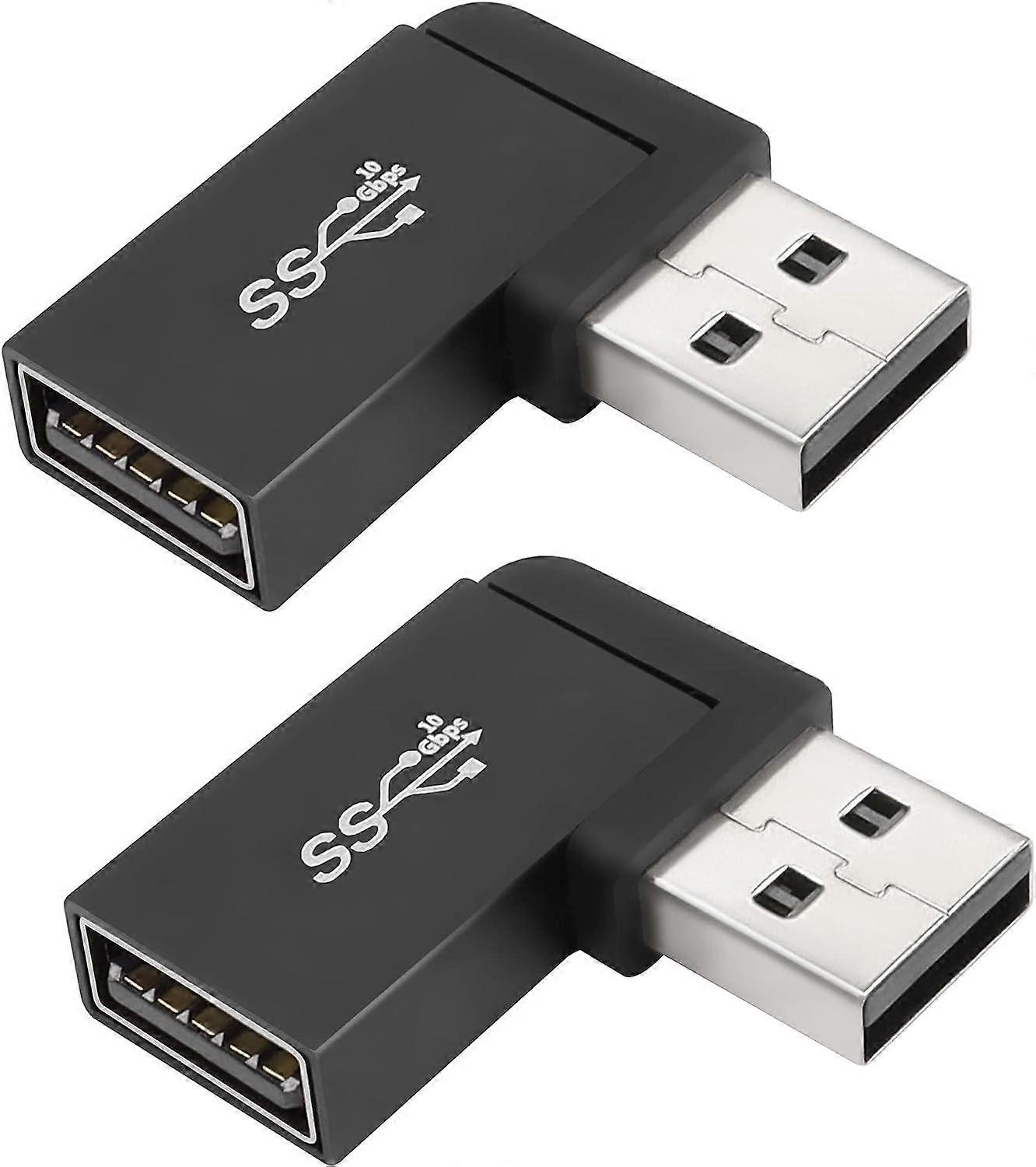 USB 3.1 90 Angled 10Gbps USB 3.1 Male to Female Adapter, Right Angle USB A 3.1 Connector Converter, Support Data Transfer, OTG, 3A Charging, 2pcs (Rig