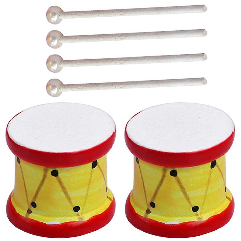 1 Set 1/12 Doll House Mini Drum And Drumstick Models Doll House Instrument Models