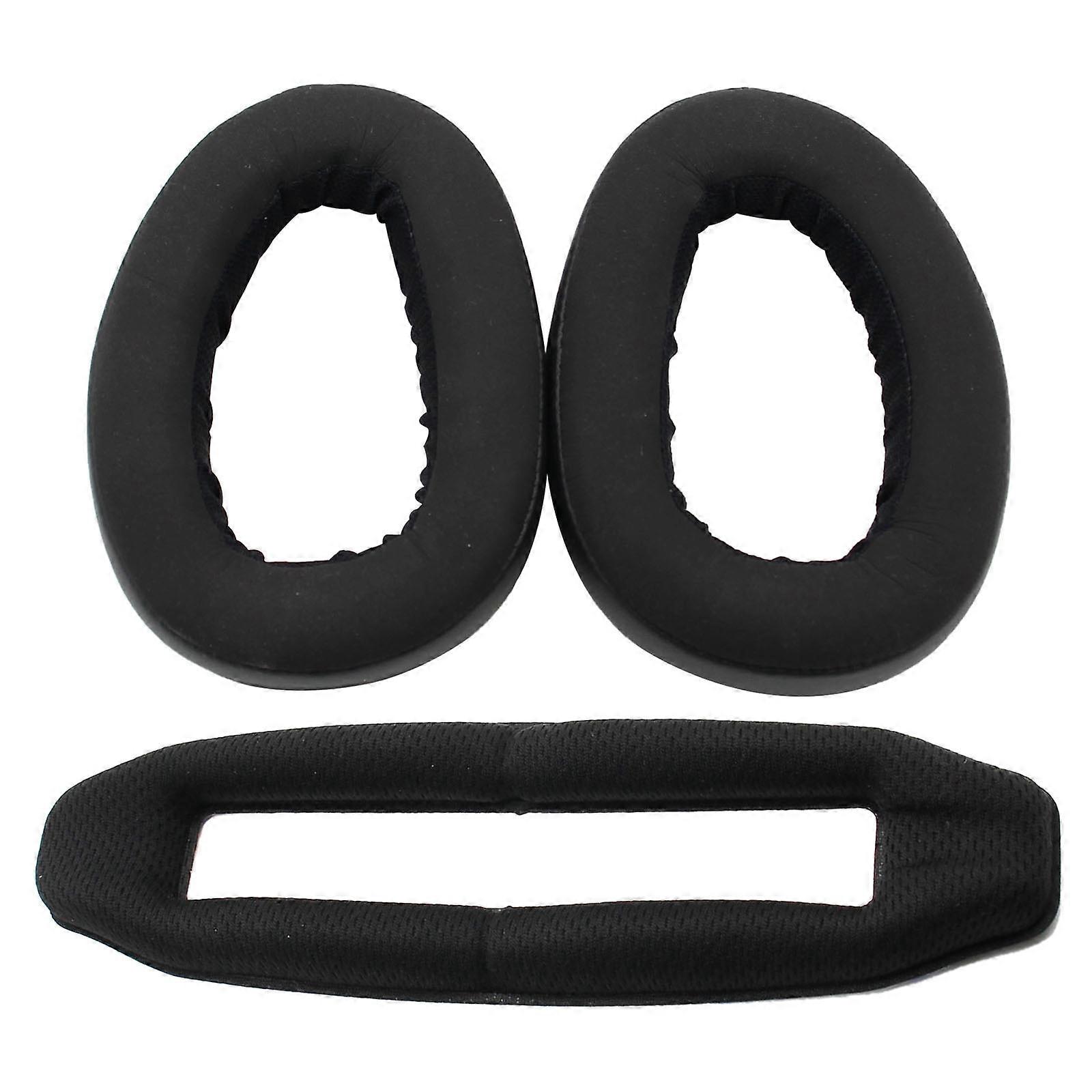 Headband Cover and Ear Cushion Pads Compatible with Sennheiser GSP600/500 - Black