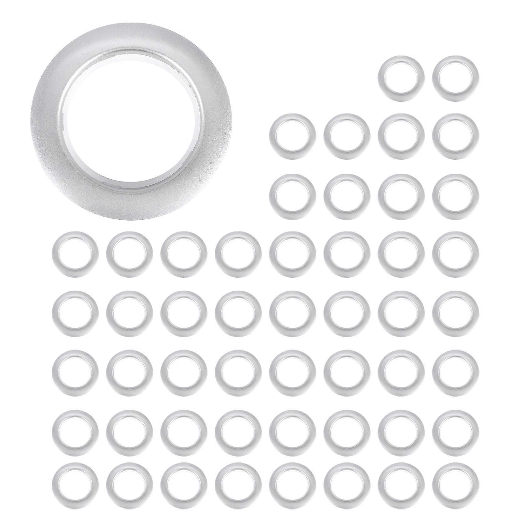 50 Pack Curtain Grommet, Inner Diameter 43mm Curtain Rings Nanoscale Low Noise Roman Ring (Silver)
