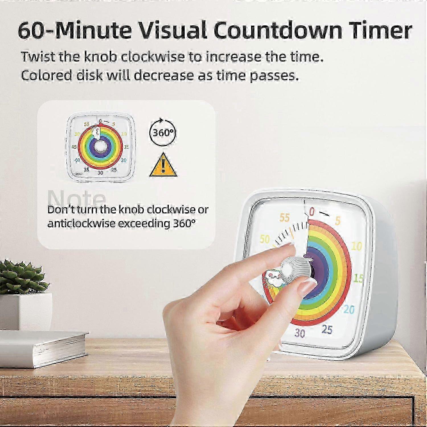 VT03 60-Minute Countdown Timer Visual Timer with Night Light for Kids and Adults - Green