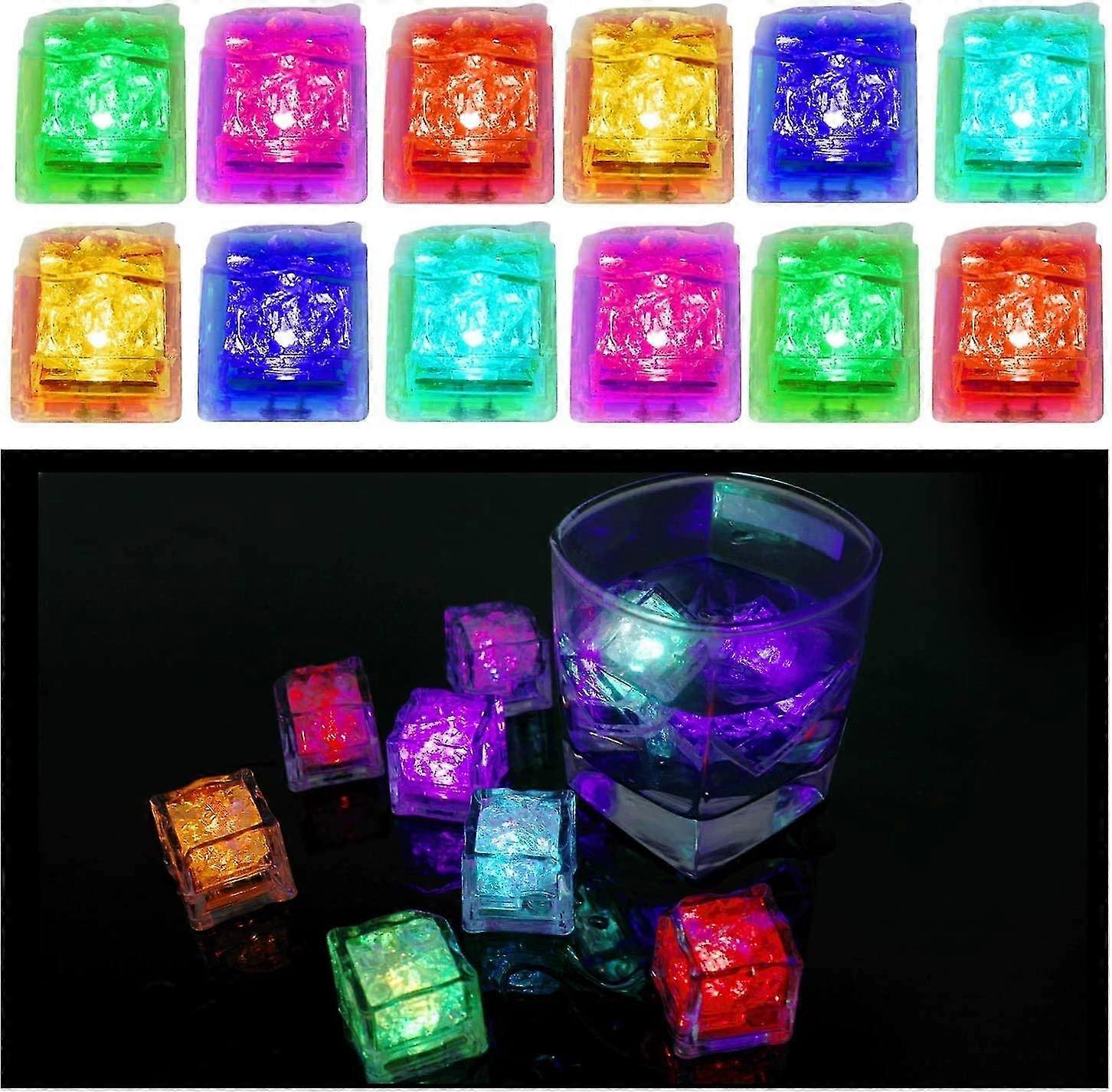 12pcs Led Ice Cube Light Multicolor Liquid Sensor