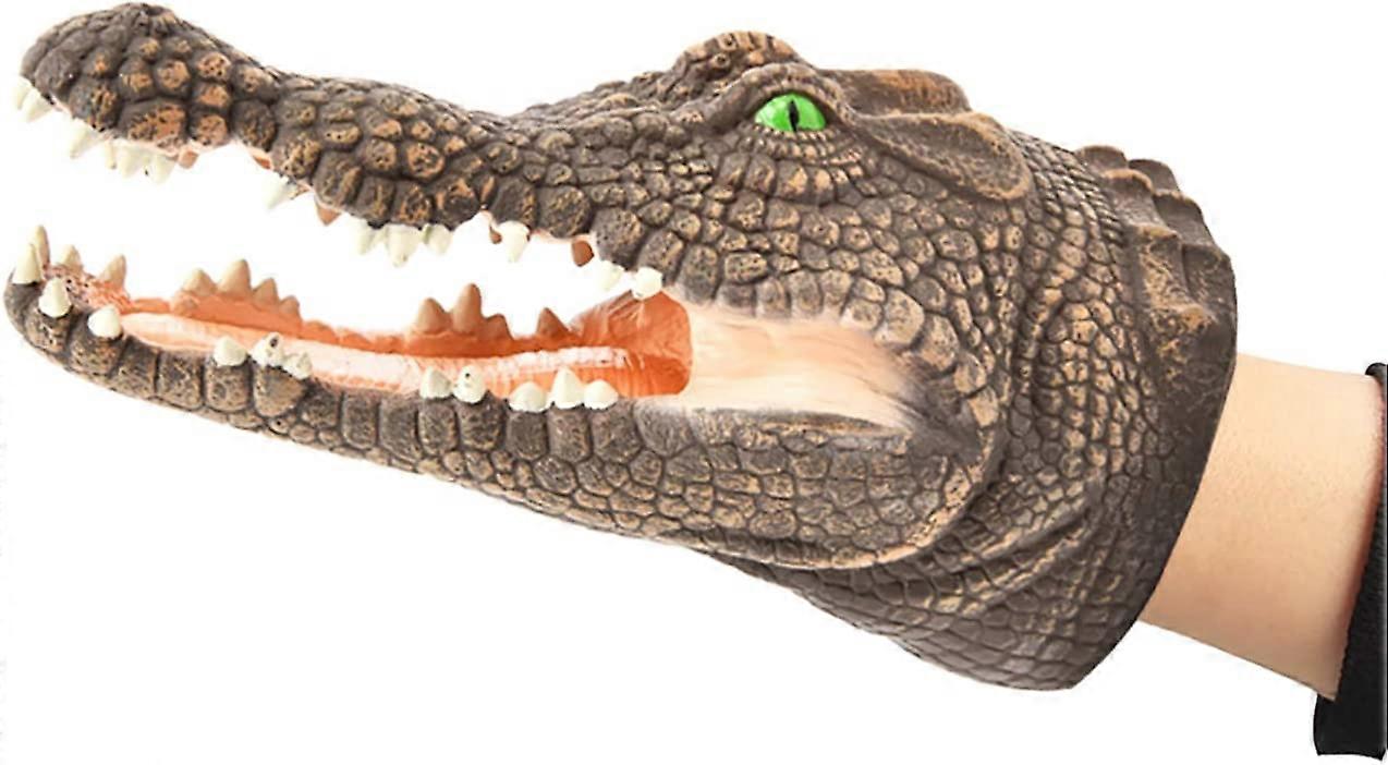 Soft Rubber Crocodile Hand Puppet Realistic Latex Animal Crocodile Head Open Movable Mouth Suitable for Educational Props Collection Christmas Birthda