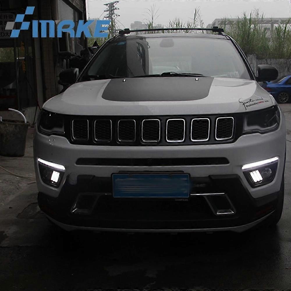 1 pair For Jeep Compass 2017 2018 2019 LED DRL Daytime Running Light Daylight yellow turn Signal lamp lights