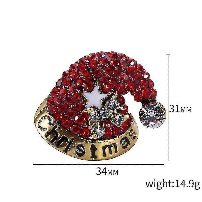 1pc Xmas Crystal Rhinestone Christmas Hat Brooch Pin