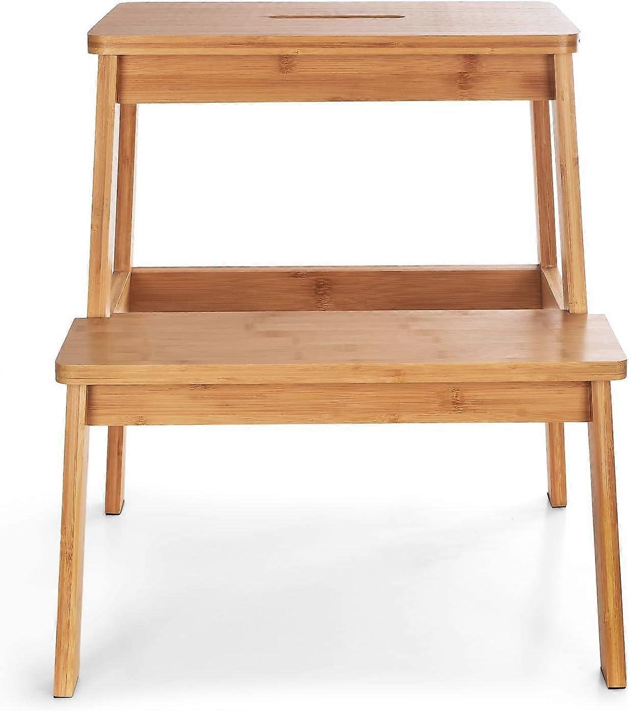 Bamboo Step Stools for Adults Kids, 2 Step Stool for Kichen