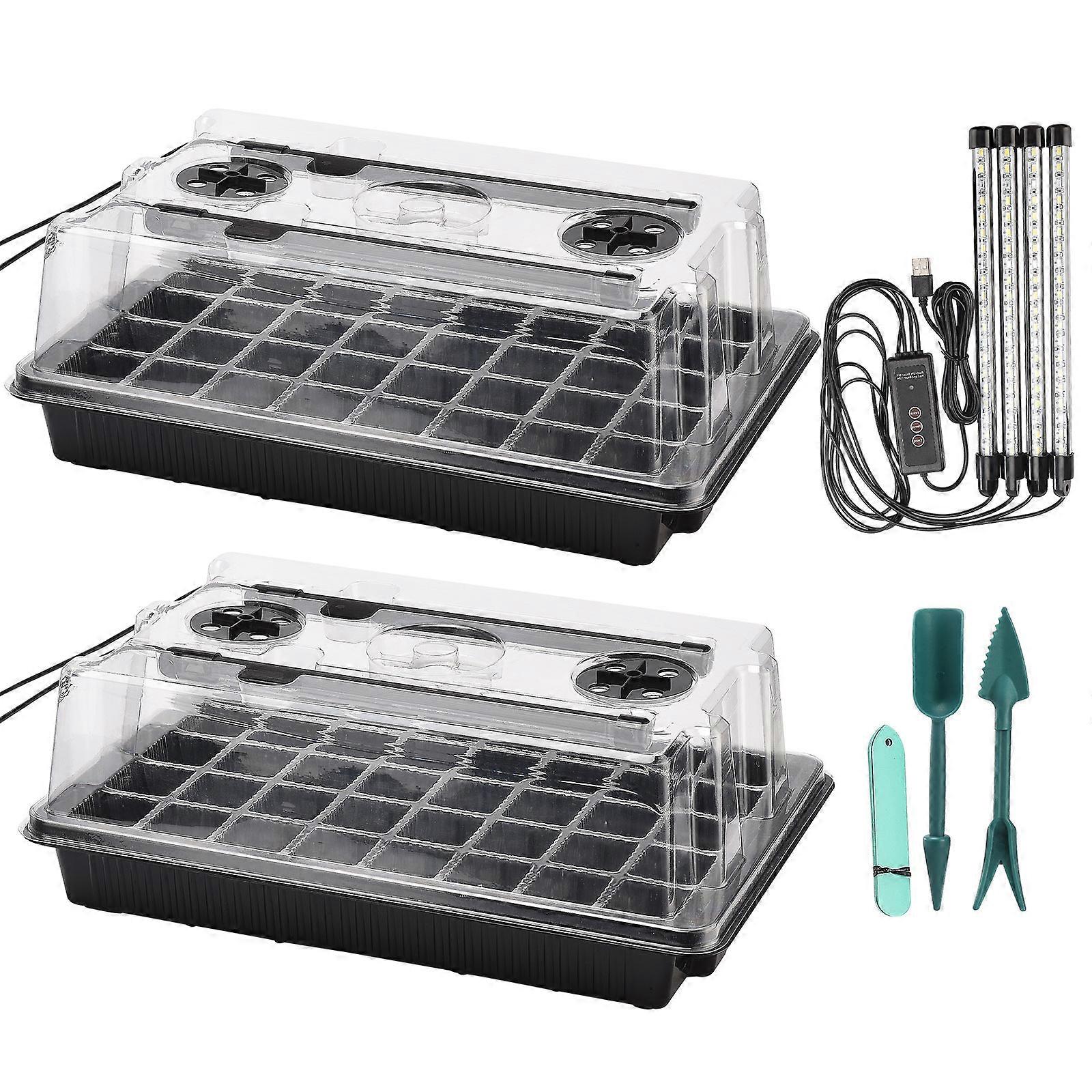 Best Sellers-2 Packs 80 Cells Seed Starter Tray Kit with 1 Set x Plant Grow Light , Humidity Dome Plant Seedling Starter Kit for Garden Plant Growing 