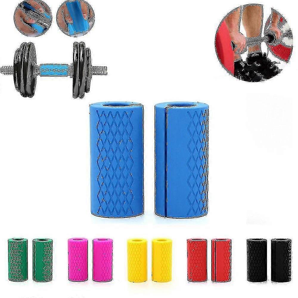 2pcs Dumbbell Grips Barbell Grips Thick Bar Adapter Fat Grips Weight Bar Grips Weightlifting Bar Grips-colorblue