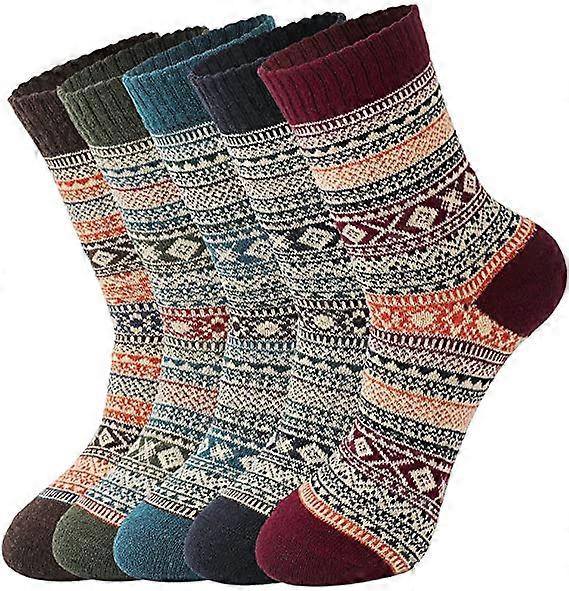 5 Pack Womens Winter Warm Thick Knit Wool Socks
