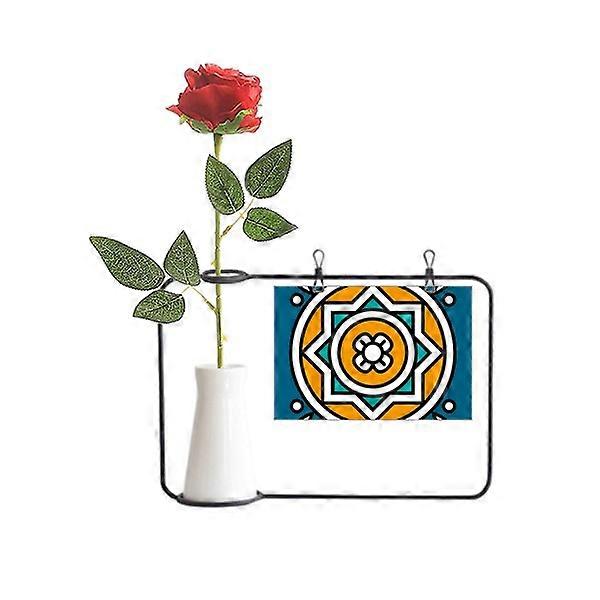 Morocco Style Geometry Pattern Artificial Rose Flower Hanging Vases Decoration Bottle