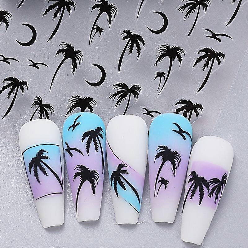 شجرة جوز الهند شكل مسمار ملصق البحر نورس تعزيز لاصق مسمار الديكور صالون DIY مجسمة الأظافر المتحمسين