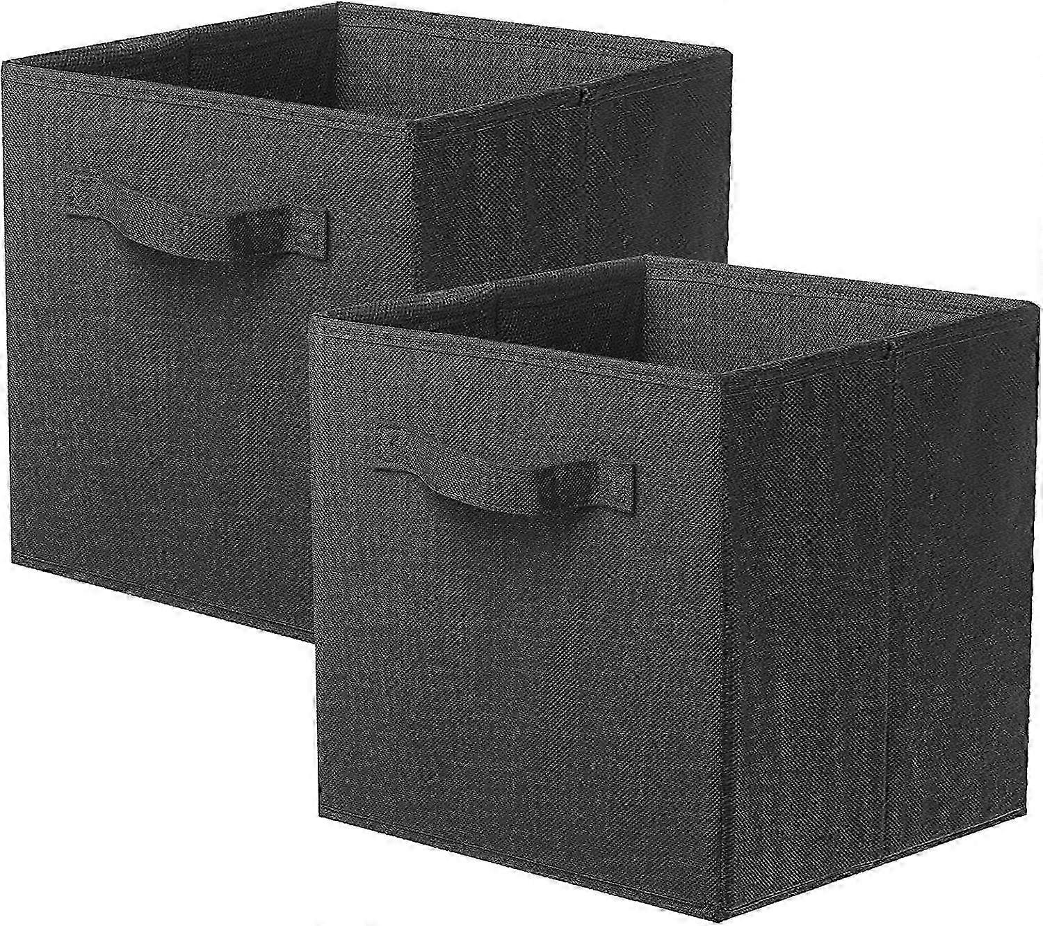 2-Pack Black Fabric Storage Cube Organizer Cupboard Toy Box Polypropylene