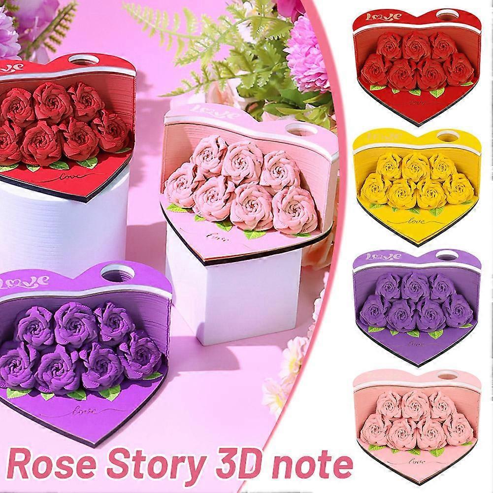 3D مذكرة ورقة الحب روز ورقة نحت التقويم 2025