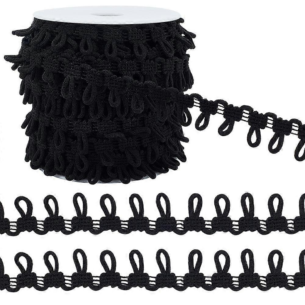 1Bundle Polyester Elastic Button Looping Trim Garment Accessories Black 3/4 inch(18mm) about 20.00 Yards(18.29m)/Bundle