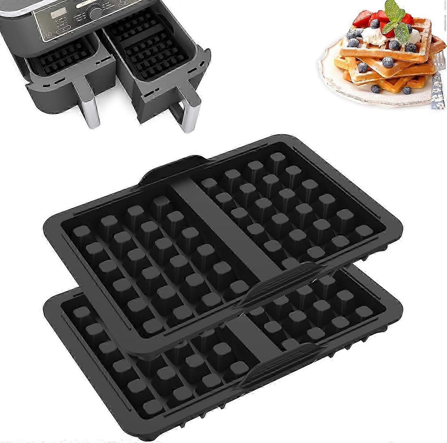 2Pcs Silicone Belgian Waffle Moulds, Compatible with Ninja AF300EU, AF400EU, AF451EU and SL400EU, Stackable, Double Silicone Baking Tray Insert