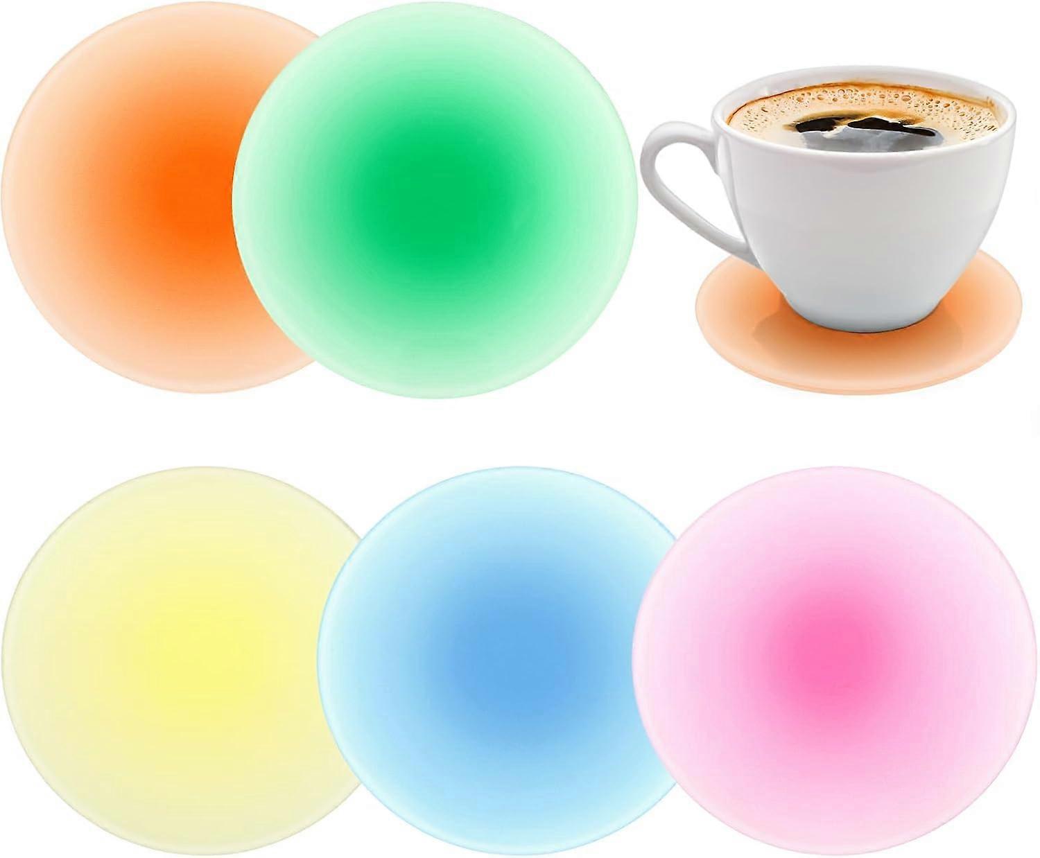 Set of 5 Colorful Acrylic Coasters, Heat-Resistant Non-Slip Design for Home and Kitchen Use
