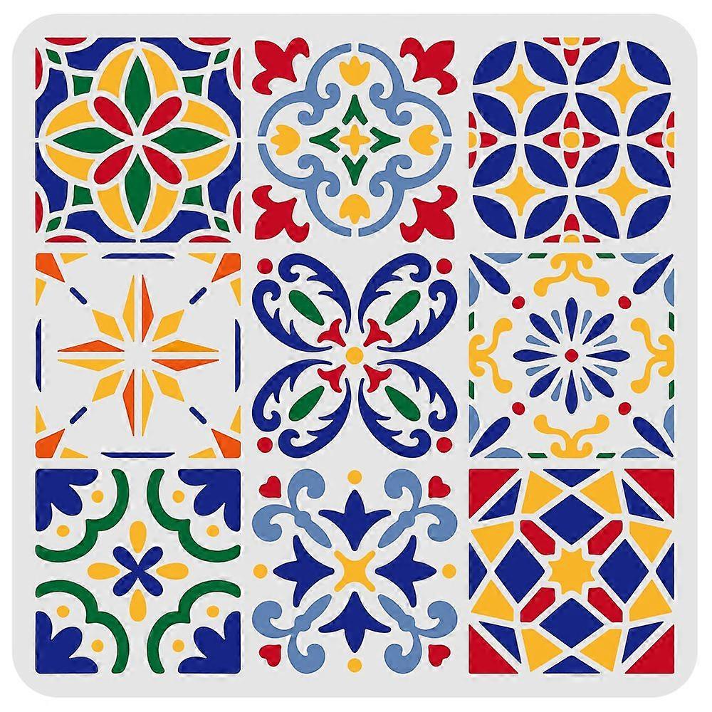 1pc 1 Pcs Tile Stencils 9 Styles Mini Mandala Tiles Stencil Templete 30x30cm Plastic Floral Pattern Stencils Reusable Art Mandala Stencils for Floor W