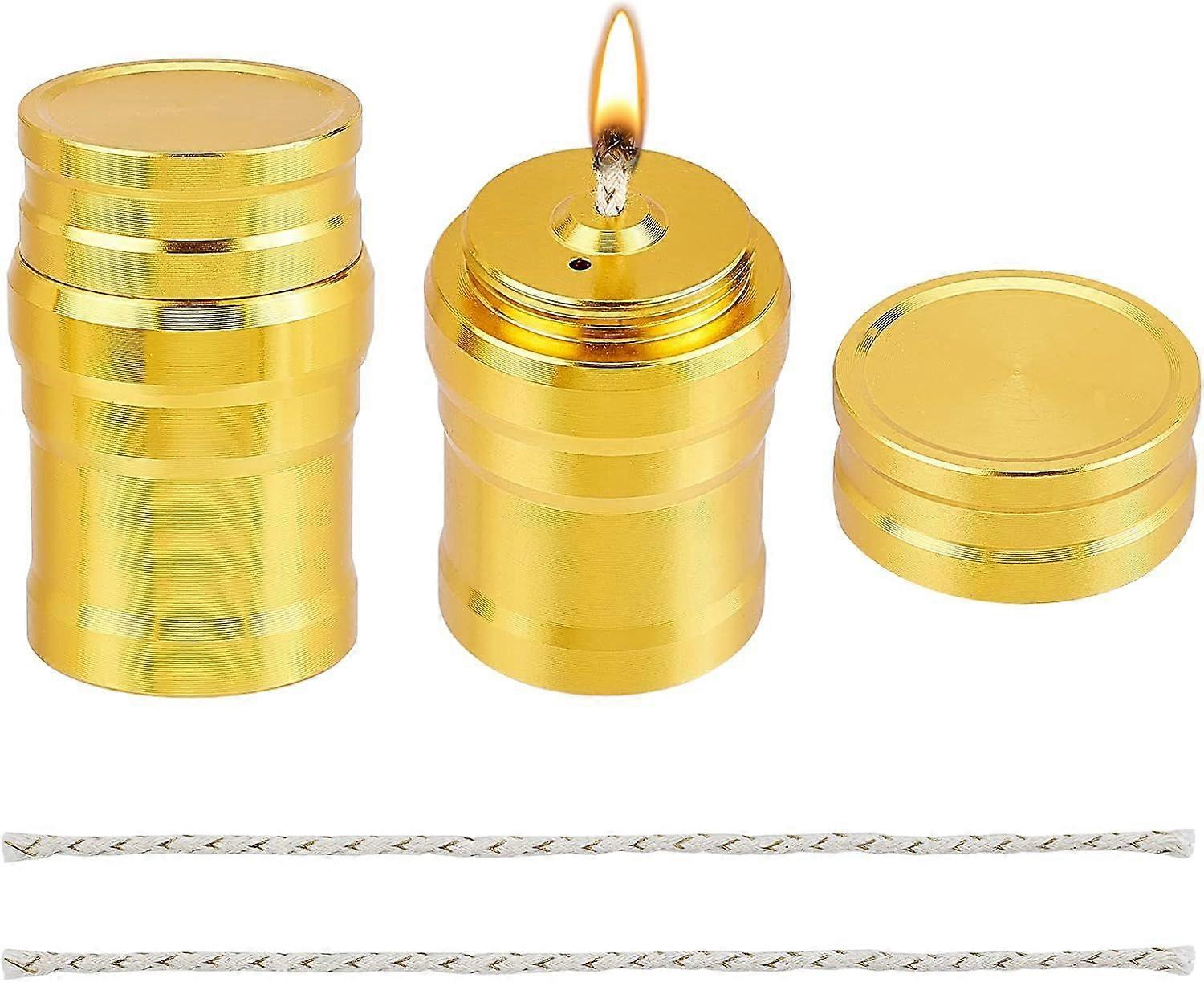 2 Sets Portable Metal Mini Alcohol Burner Lamp Aluminum Alloy Alcohol Stove with Cotton Cord for Household Outdoor Camping Picnic Tea Coffee Making Sc