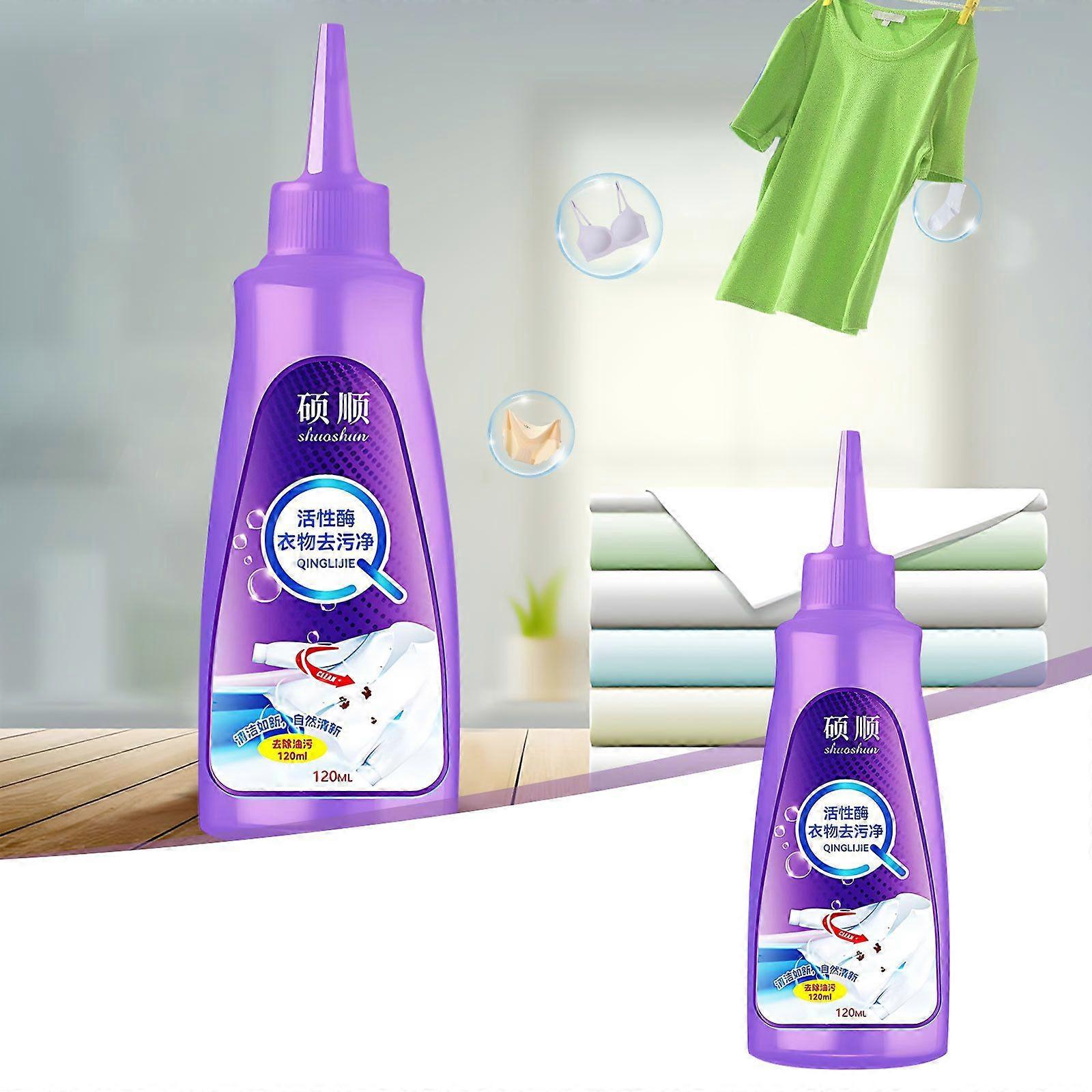 Détergent de nettoyage détachant de lessive enzymatique actif pour tous les textiles Nettoyant polyvalent pour vêtements Détachant de vêtements Détachant détachant pour taches 120ml