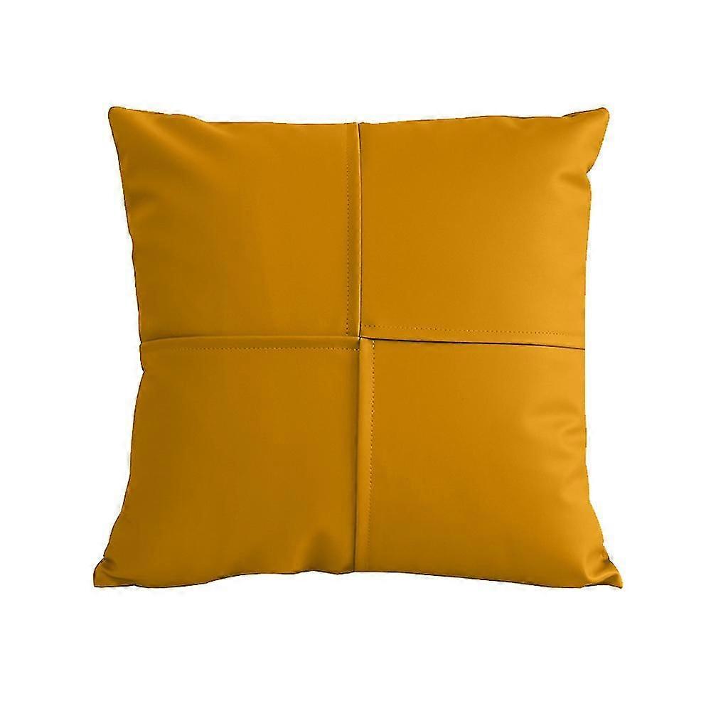 כיסוי כרית עור Pu בצבע טהור-מודרני תפירה פשוטה כיסוי כרית