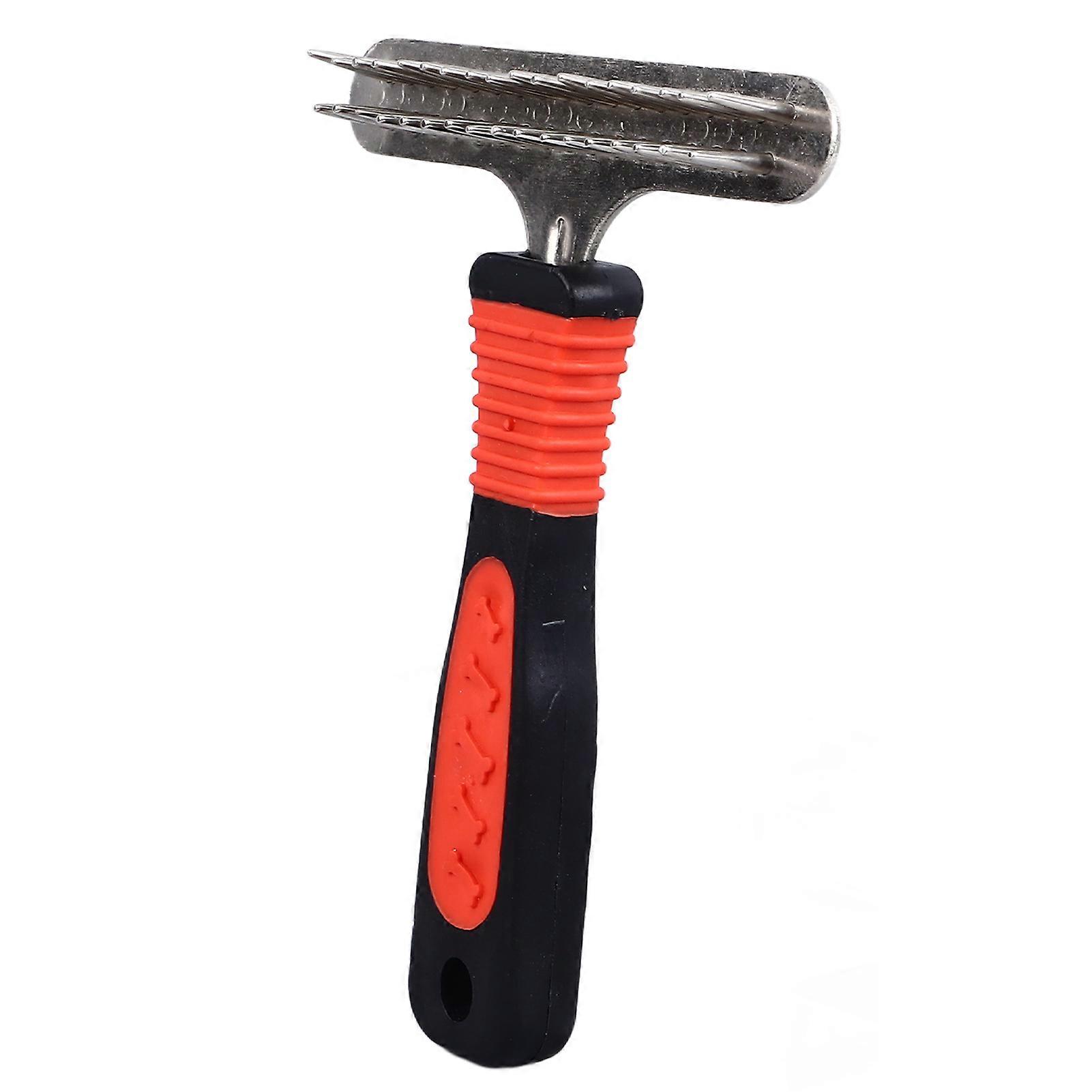 Image showcasing Pet Deshedding Rake Double Row Pins Detangling Large Dog Grooming Comb ...