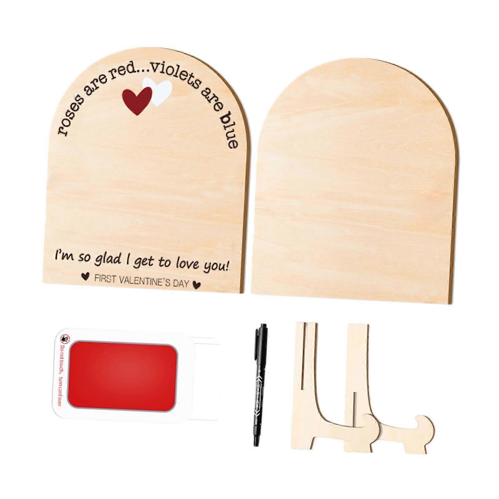Signe d’empreinte Artisanat Élégant Robuste Bricolage Ornement en Bois pour Chambre à coucher Maison Tampon encreur de texte noir
