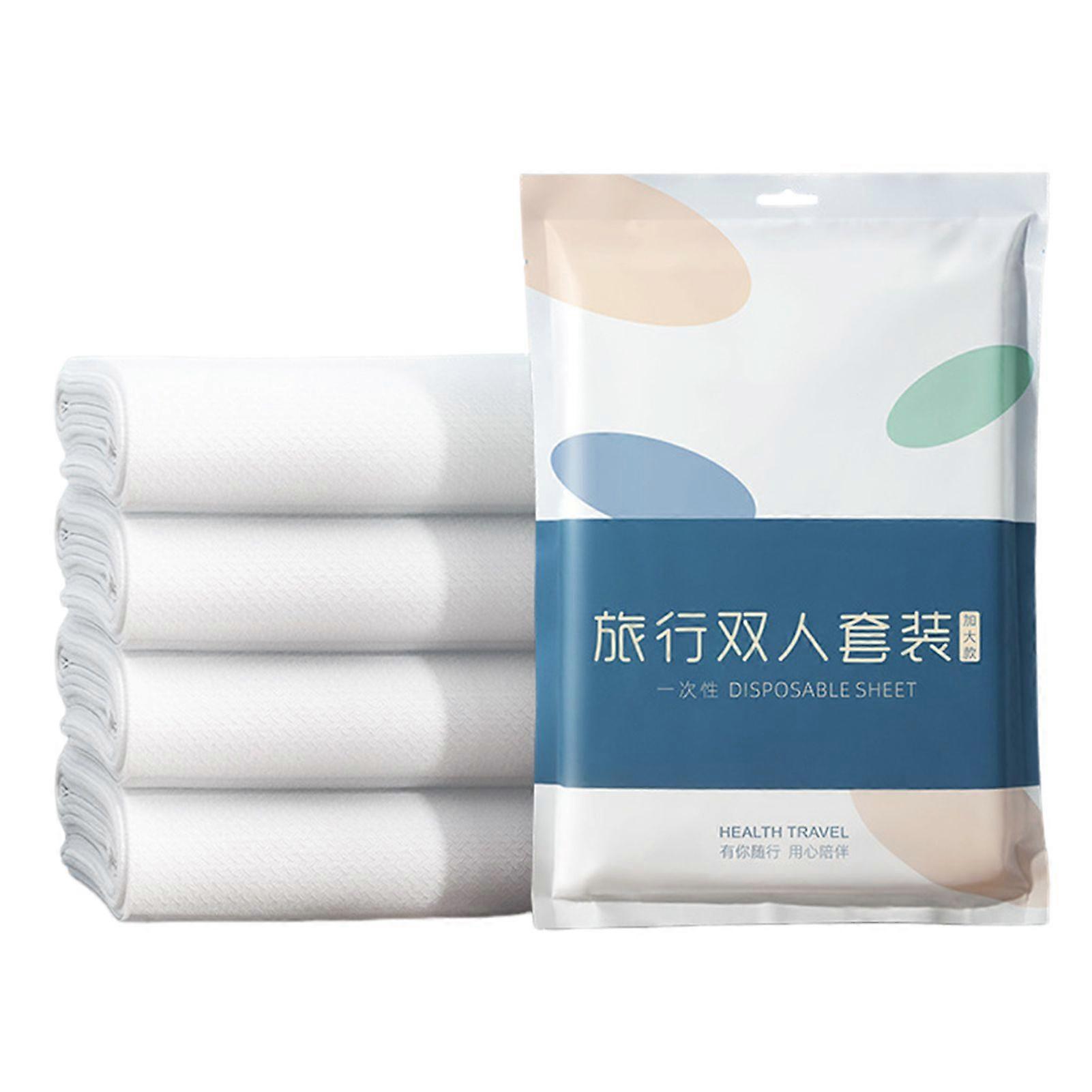 4Pcs/Set Disposable Bed Sheet Pillowcase Quilt Cover Super Soft Single Two Person Portable Universal Travel Hotel Non-woven Fabric Bedding Kit