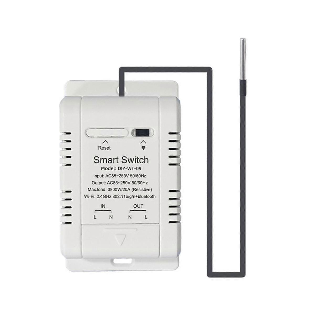 Smart Temperature Switch 20A with Temperature Sensor Support Remote Control for Fish Tank Greenhou