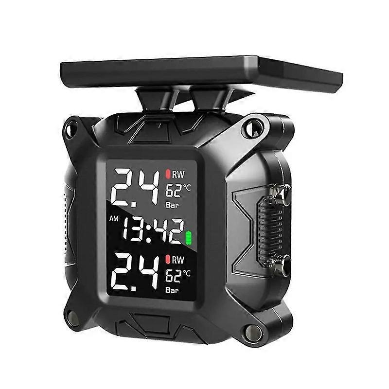 Motorcycle TPMS Solar Power Tire Pressure Monitor Real Time Tire Pressure Monitoring System Temperature Sensor
